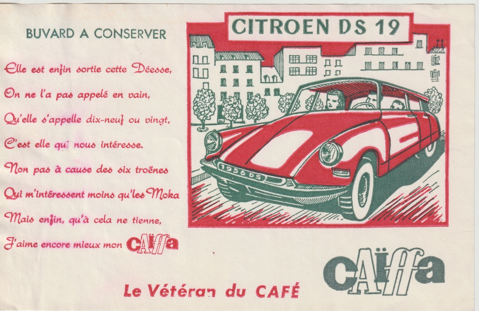 BUVARD - CAFE CAIFFA - CITROEN DS 19 - Autres & Non Classés