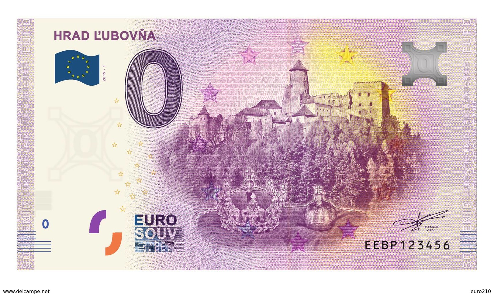 0 Euro-Schein Souvenir Slowakei 2019 - BURG LUBOVNA - Andere & Zonder Classificatie