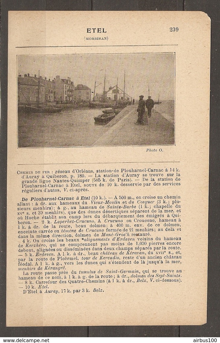 1921 ETEL CHEMIN DE FER RESEAU D'ORLEANS STATION DE PLOUHARNEL CARNAC A 14 KM LIGNE AURAY QUIBERON - Railway