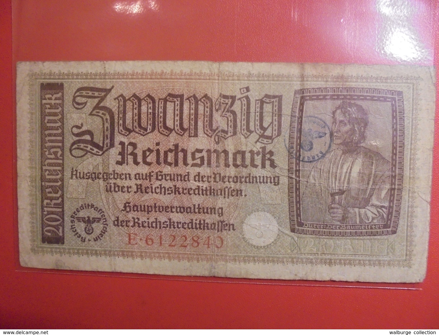 3eme REICH 20 MARK 1940-45 AVEC CONTRE-MARQUE CIRCULER(B.1) - 20 Reichsmark