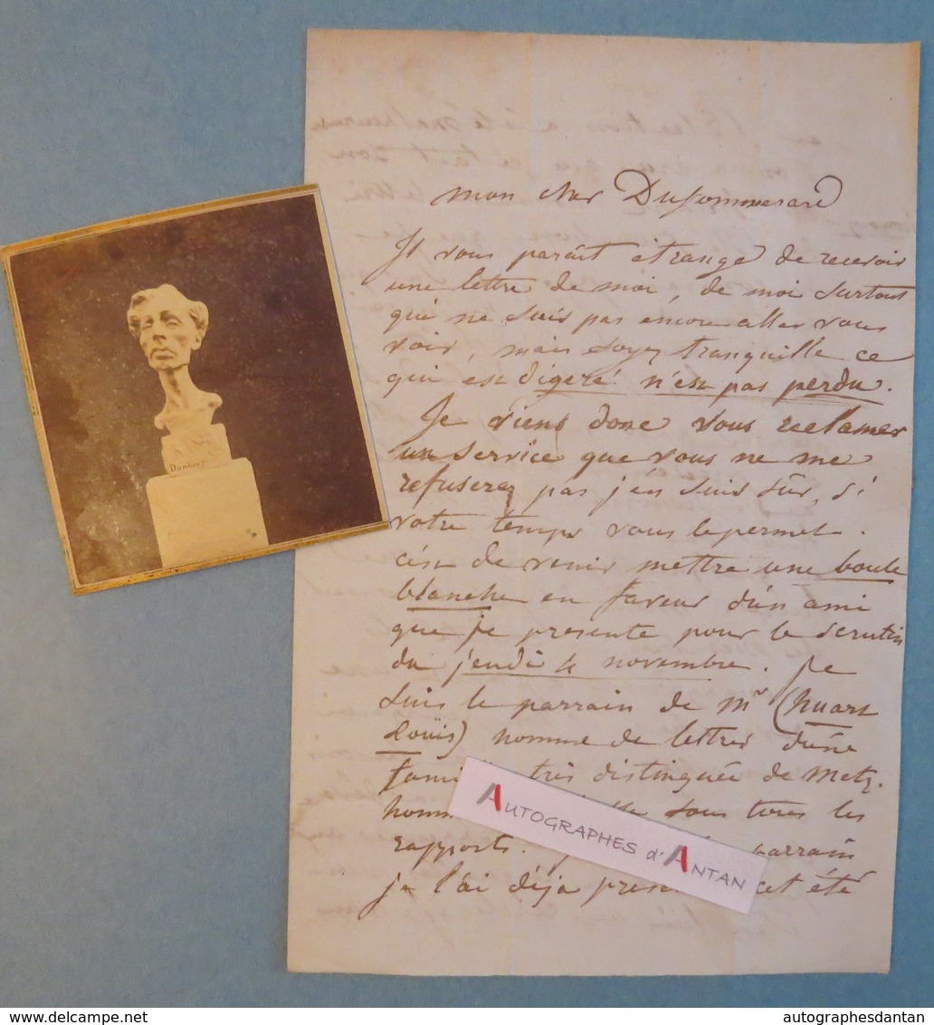 L.A.S 1847 Jean-Pierre DANTAN Le Jeune Sculpteur Lettre Du Sommerard Huart Metz - Lettre Autographe - Paris Baden Baden - Autres & Non Classés