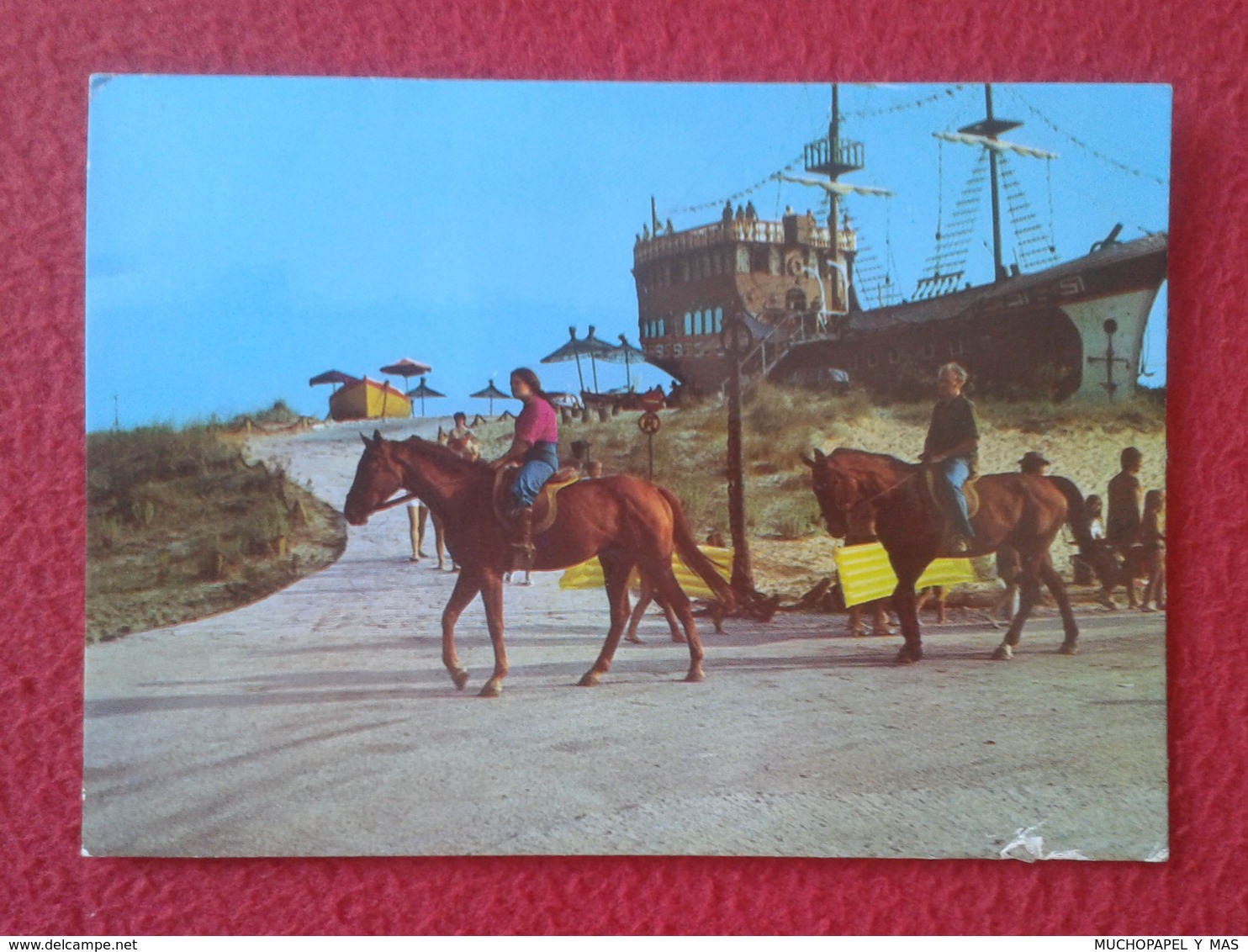 POSTAL POST CARD CON SELLO WITH STAMP BULGARIA ? CABALLOS CABALLO Y BARCO BOAT SHIP HORSES HORSE CHEVAL LES CHEVAUX VER - Caballos