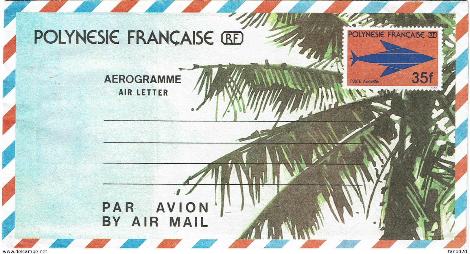 DIV1 - POLYNESIE FRANCAISE AEROGRAMME 35f NEUF - Aerogrammi