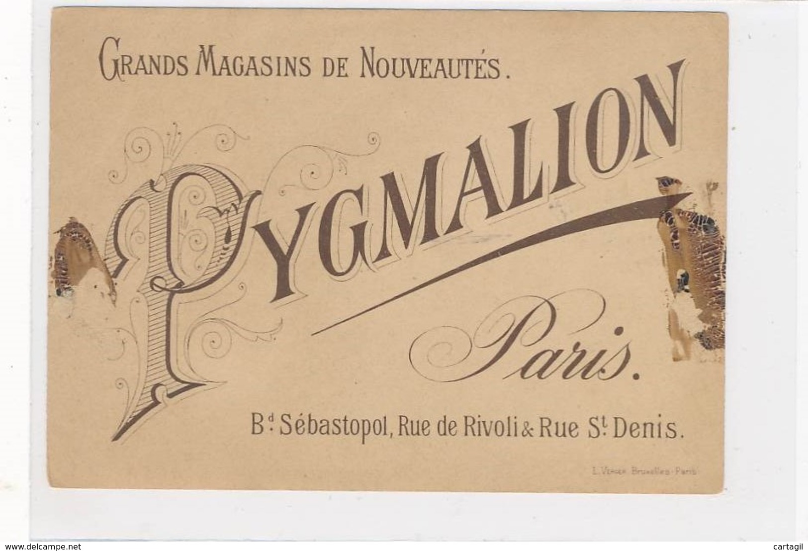 AC-19830 -75--Paris - Carte De Visite "Pygmalion"  ( Nature, Sujet, état ... Voir Scans) - Autres & Non Classés