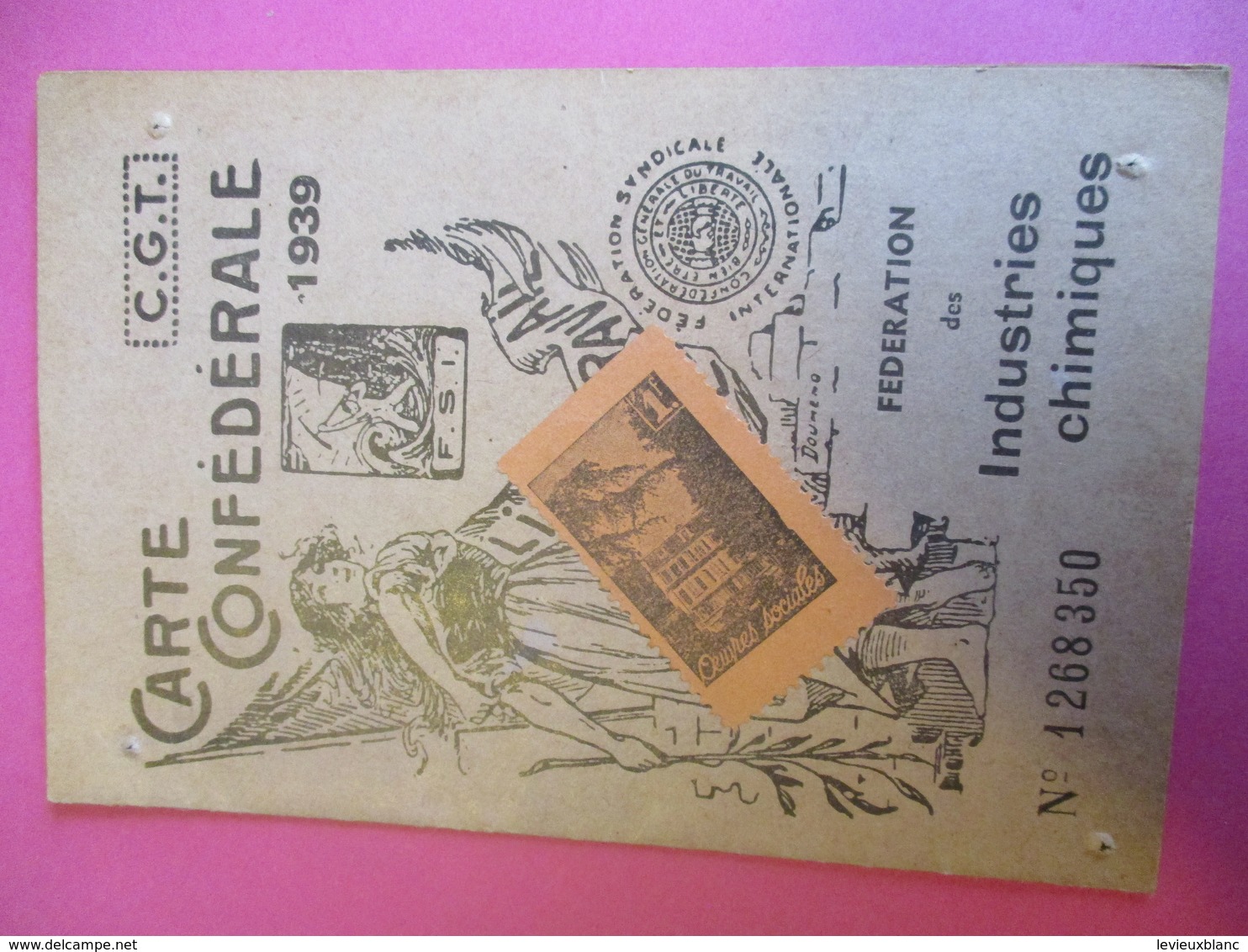 Parfumerie/Carte Syndicale 2 Volets/Carte Confédérale/CGT/Fédération Des Industries Chimiques/Suzanne CANU/1939   VPN182 - Non Classificati