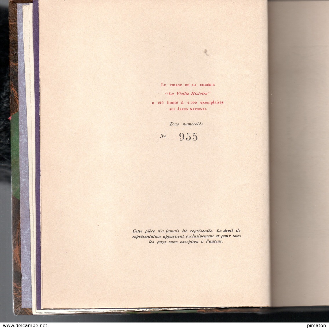 Livre De CLAUDE FARRERE  ( Dédicacé Et Numéroté ): La Vieille  Histoire  COMEDIE EN TROIS ACTES ( 1920 ) - Auteurs Français