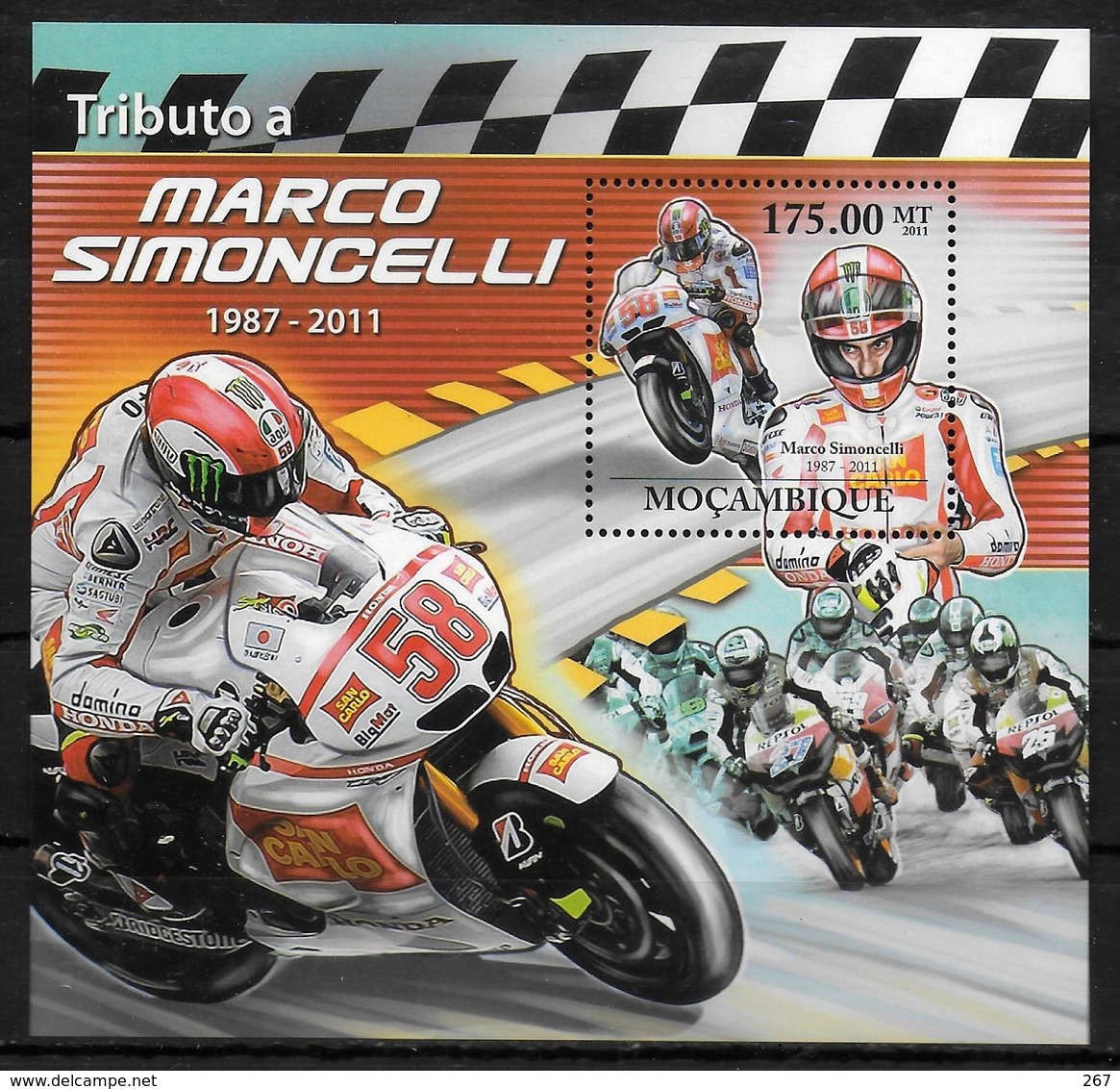 MOZAMBIQUE  BF  511 * * ( Cote 16e ) Moto Marco Simoncelli - Moto