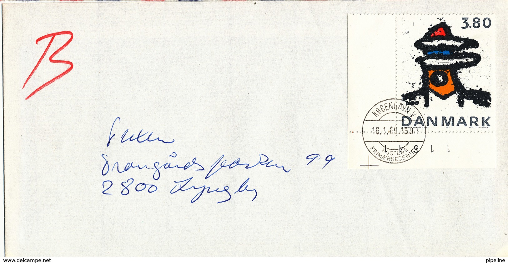 Denmark Cover Copenhagen 16-1-1989 Nice Single Stamp And Postmark - Covers & Documents