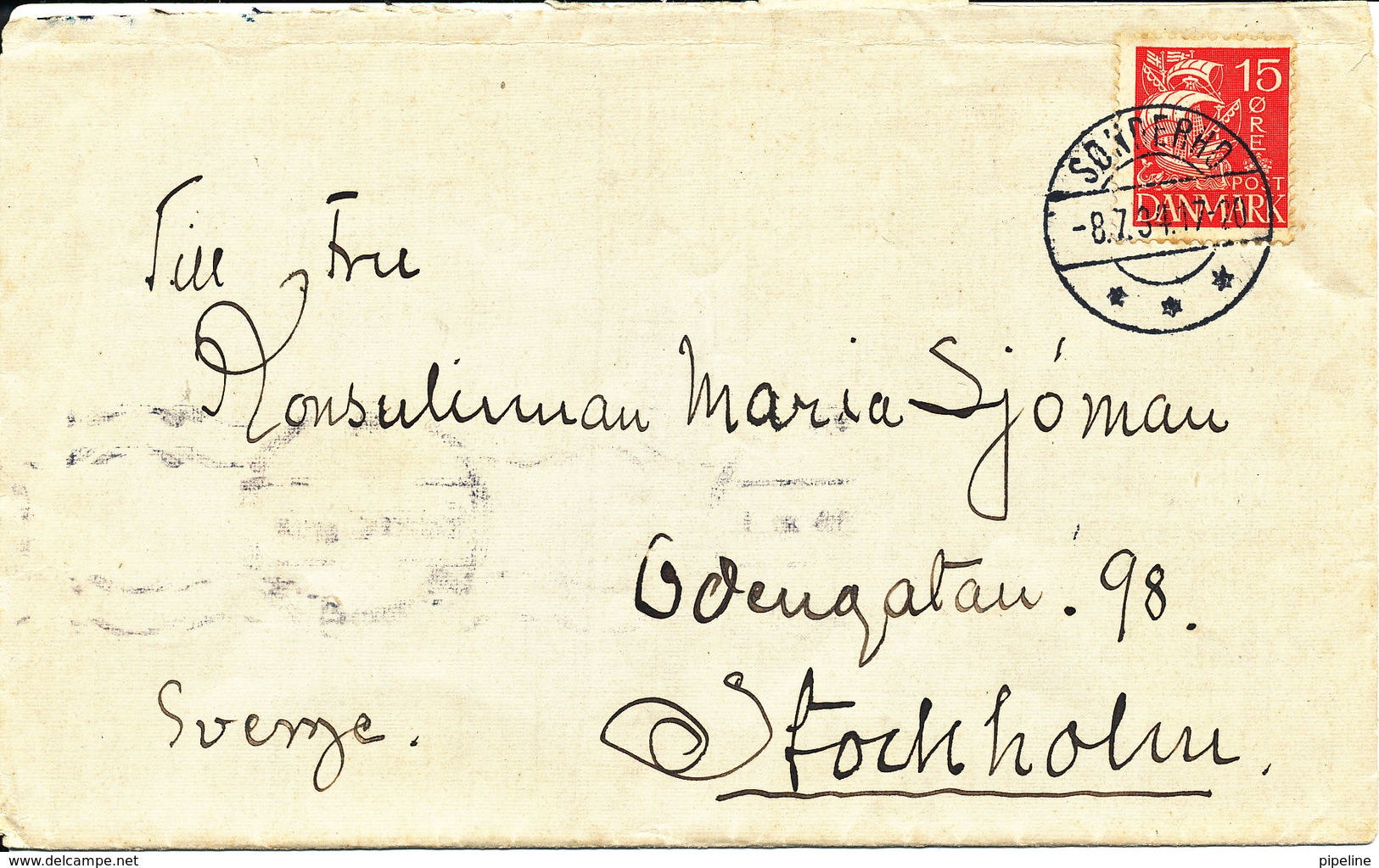 Denmark Cover Sent To Sweden Sönderho Fanö 8-7-1931 Nice Cancel - Covers & Documents