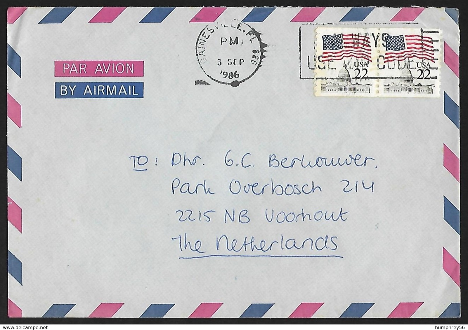 1985 - USA - Cover Airmail + Scott 2115 [Flags] + GAINESVILLE - Lettres & Documents