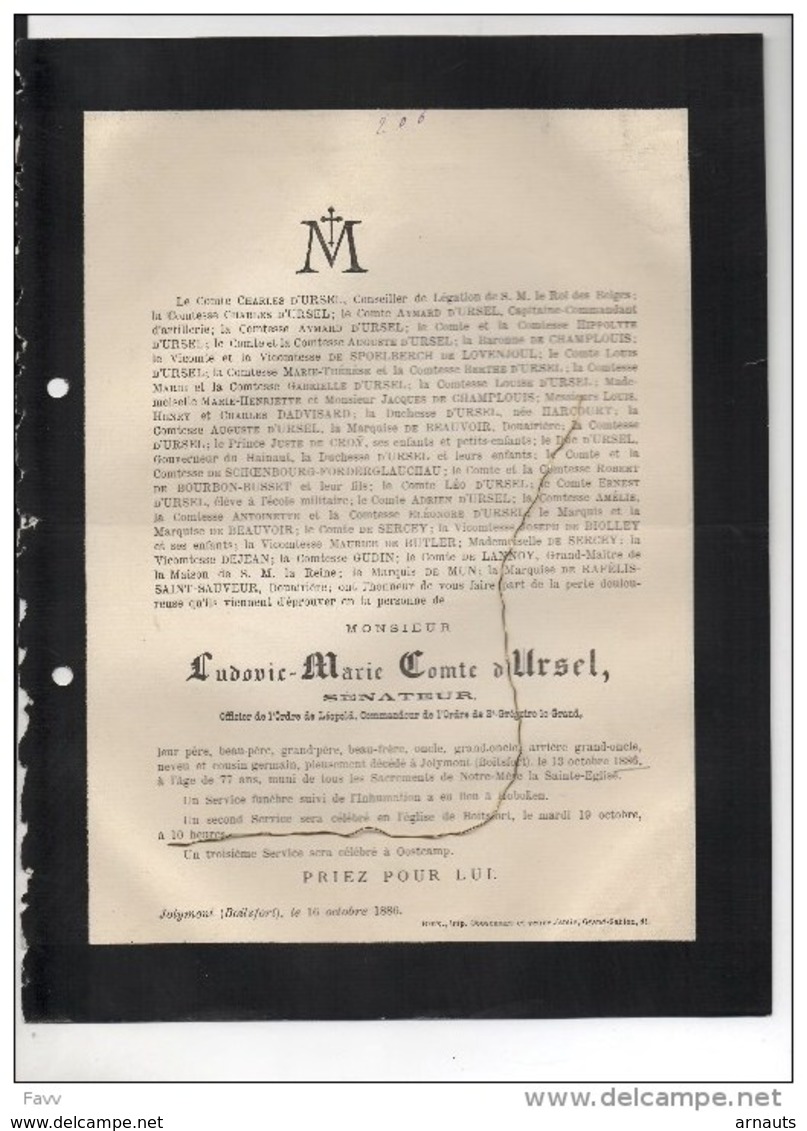 Ludovic D'Ursel Senateur °+Jolimont Boitsfort 13/10/1886 Hoboken Oostkamp Spoelberch De Lovenjoul - Décès