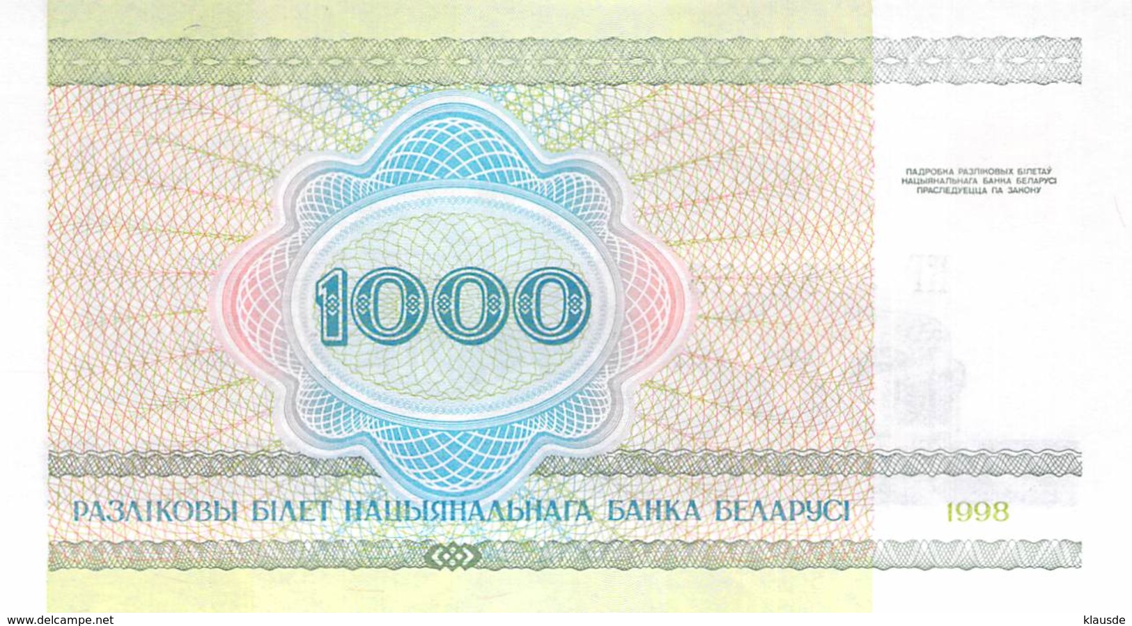 1000 Rubel Belaruss 1998 - Belarus