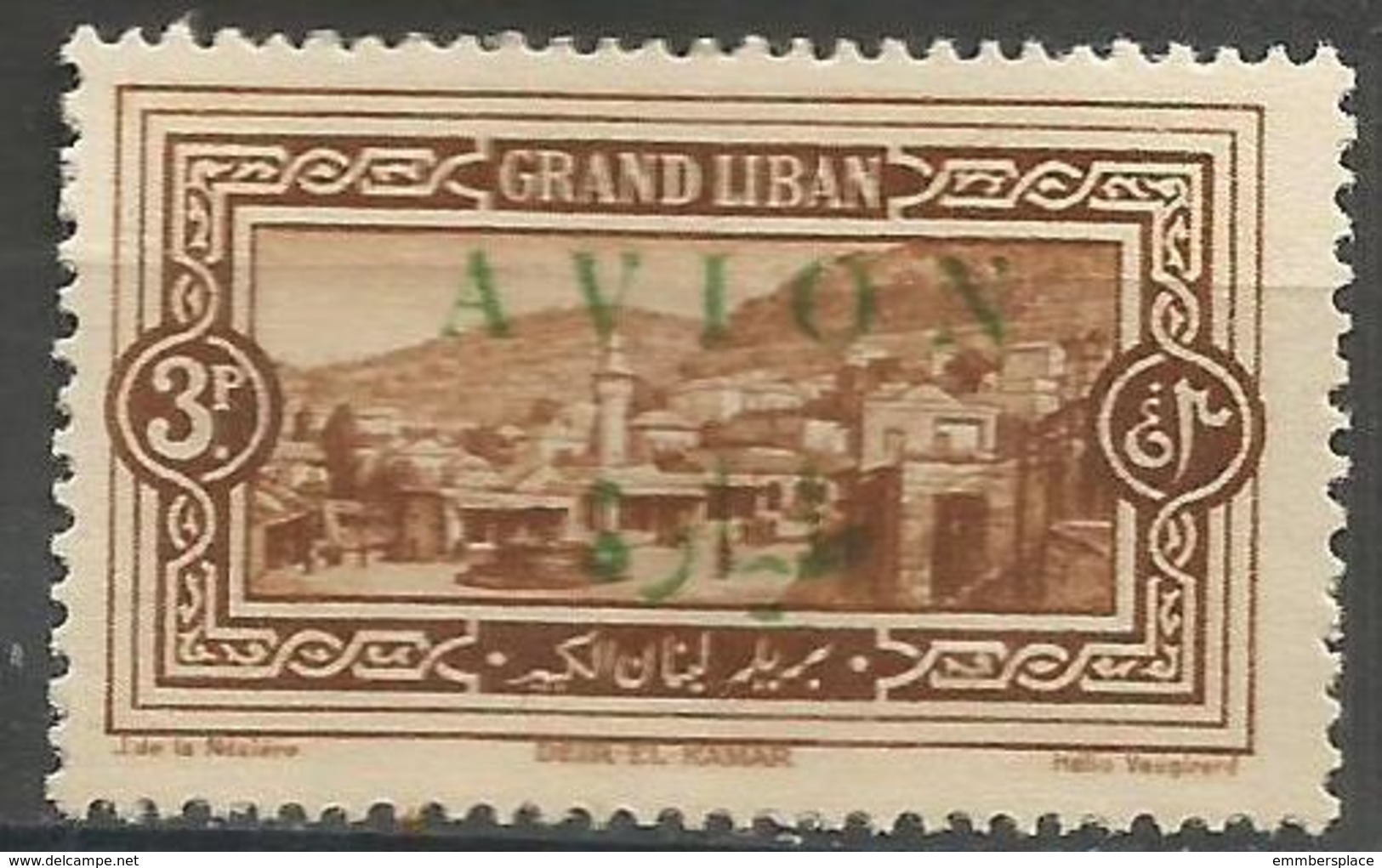 Lebanon - 1925 Deir-al-Kamar AVION Overprint 3p MNH **    Mi 72  Sc C10 - Airmail