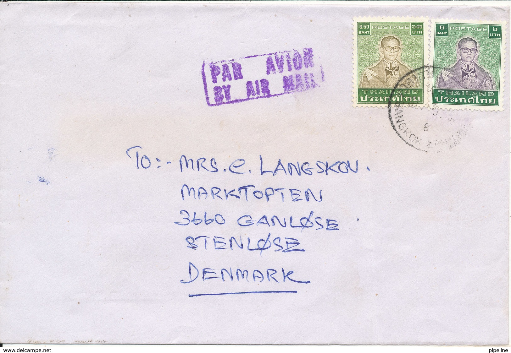 Thailand Cover Sent Air Mail To Denmark - Thailand