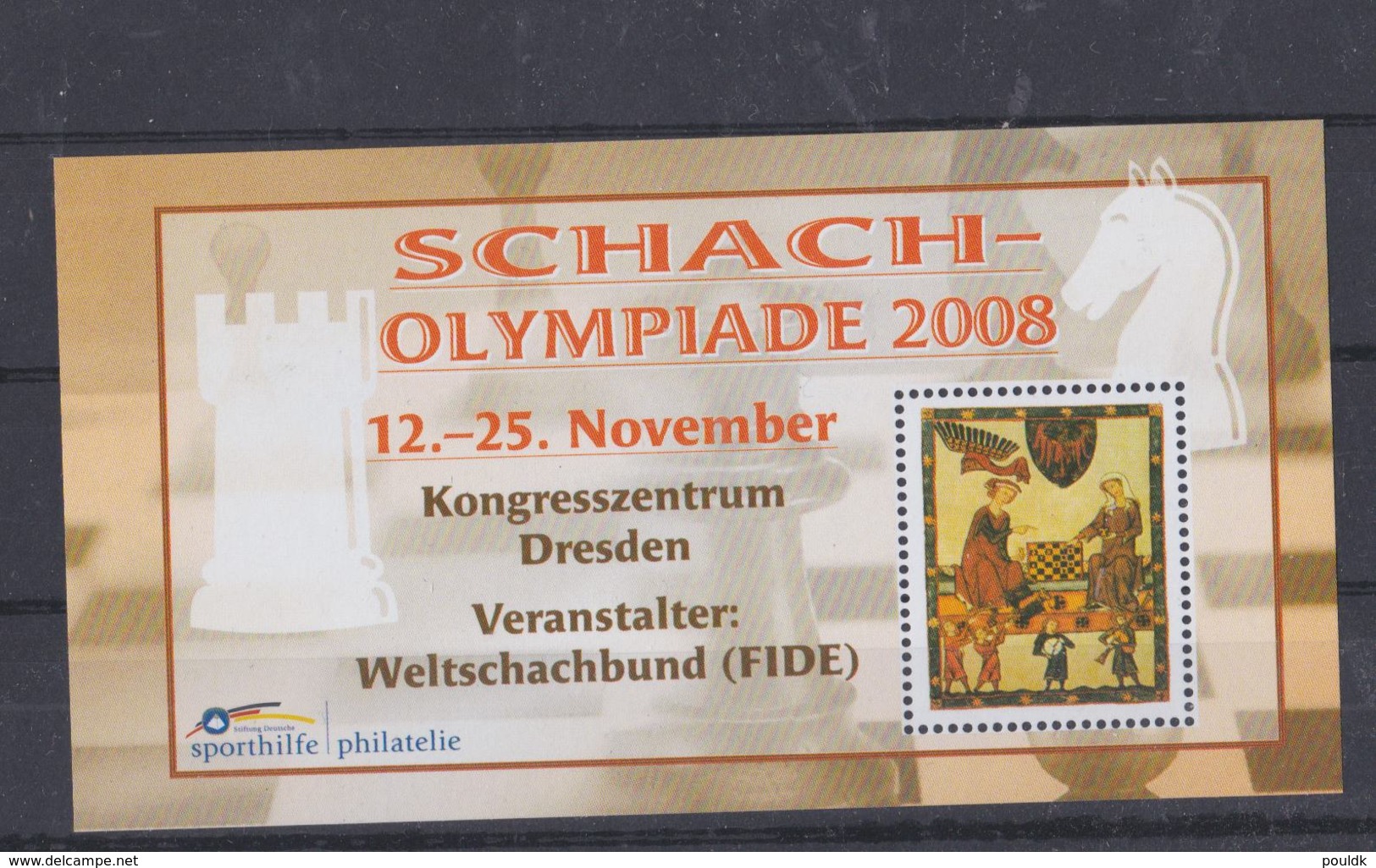 Germany Souvenir Sheet 2008 Chess Olympiade 2008 Schach Made By Sporthilfe - Not Postal Valid  MNH/**  (H53) - Autres & Non Classés