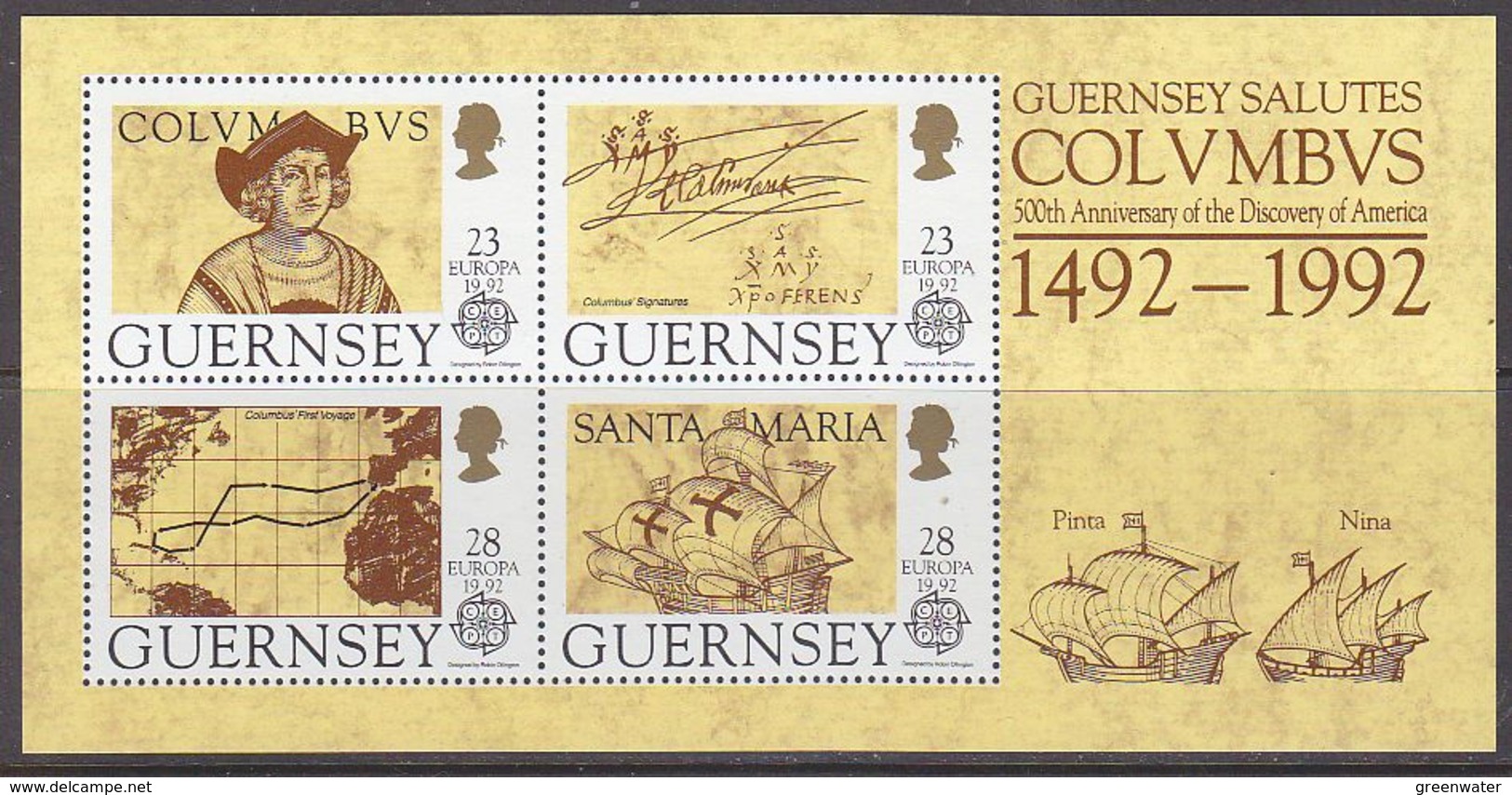 Europa Cept 1992 Guernsey M/s  ** Mnh (42820B) - 1992