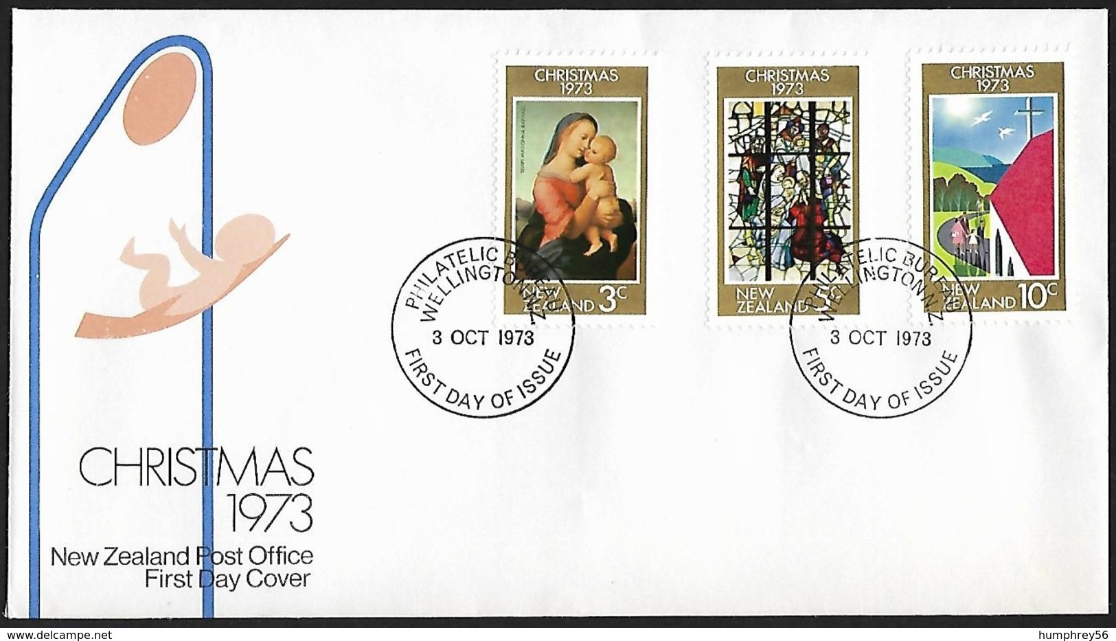 1973 - NEW ZEALAND - FDC Christmas + SG 1034/1036 + WELLINGTON - FDC