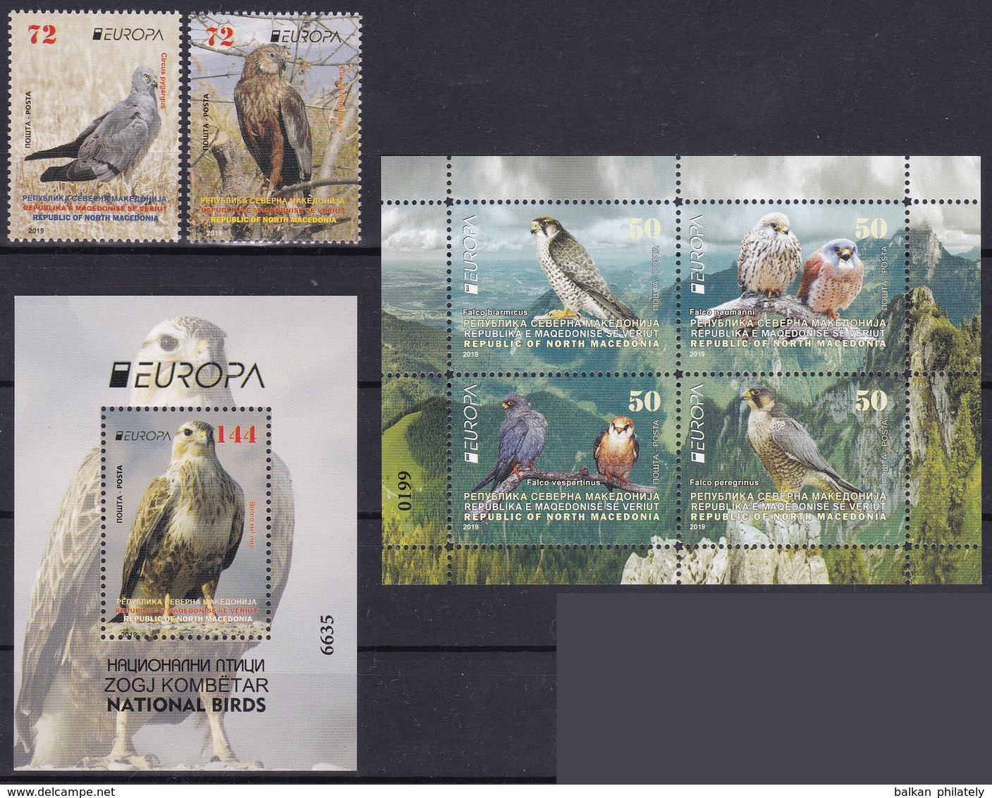 North Macedonia 2019 Europa Birds Of Prey Animals Fauna Harrier Long-legged Buzzard Falcon Falcons MNH - North Macedonia