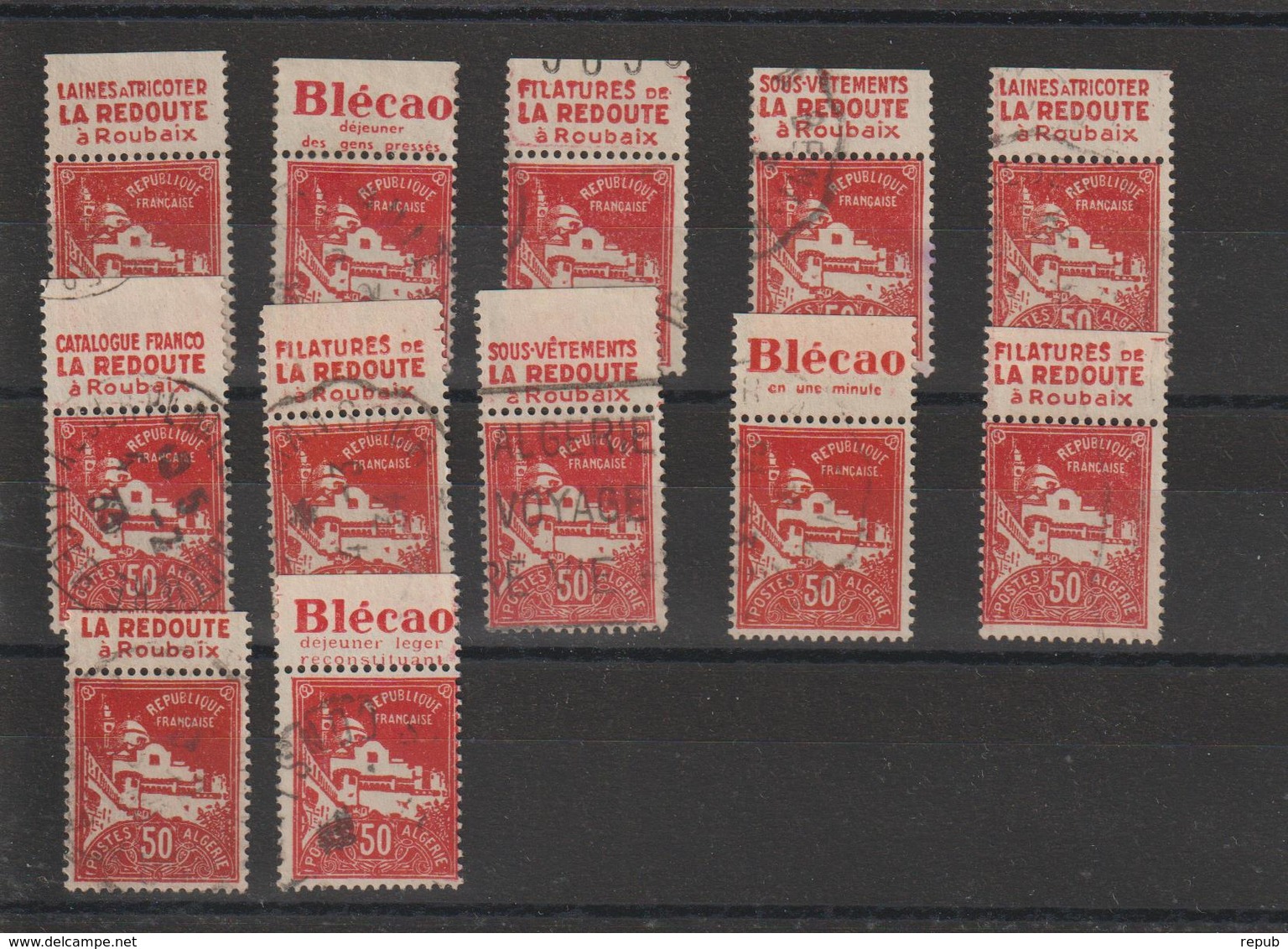 Algérie Lot 29 Timbres Oblitérés Avec Bandes Pub Diverses - Gebraucht