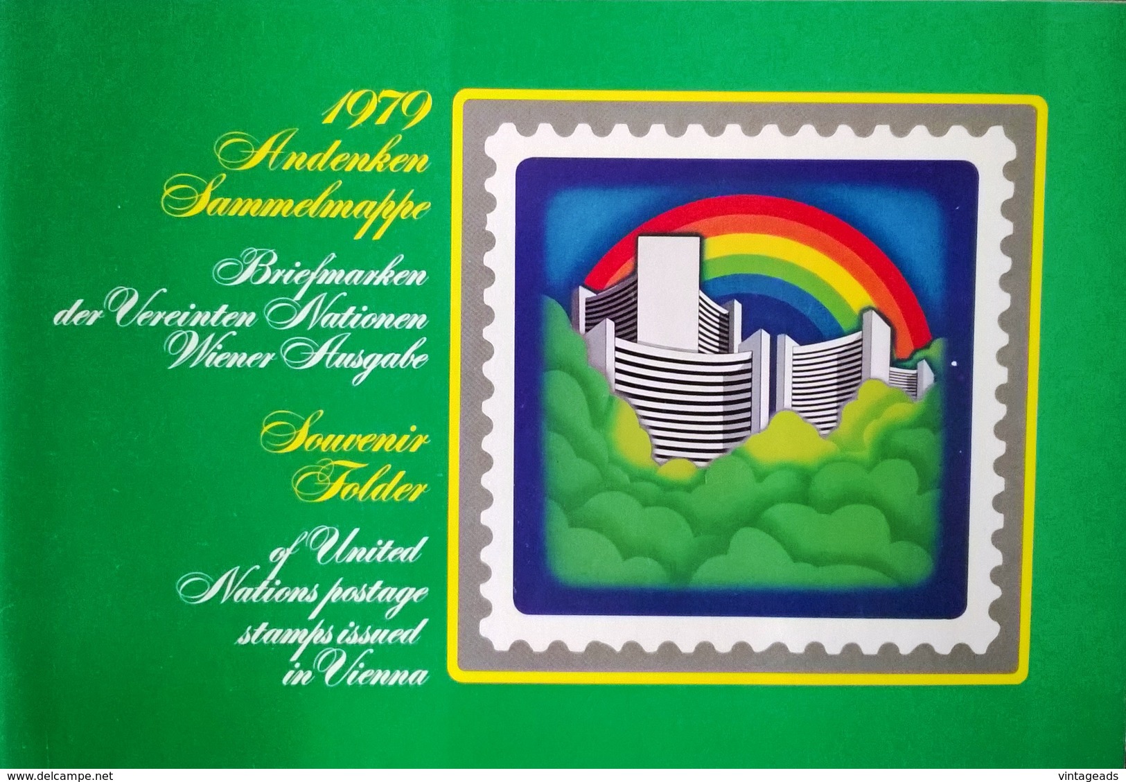 BM843 Souvenir Folder UNO Wien Vienna 1979, 6 Werte, Mit Stempel 1400 Wien, Vereinte Nationen - Libretti