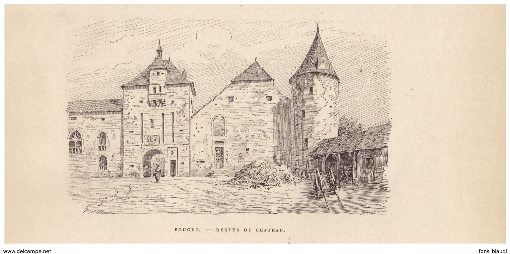 Gravure Sur Bois - 1904 - Bougey (Haute-Saône) - Les Restes Du Château - FRANCO DE PORT - Estampes & Gravures
