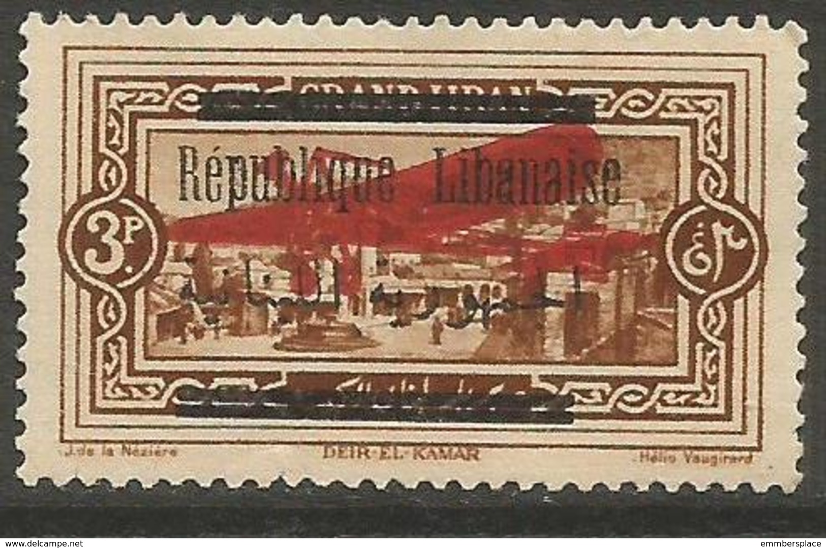 Lebanon - 1928 Republique Overprint On 1927 Issue 3pi MNH **  Sc C18 - Airmail