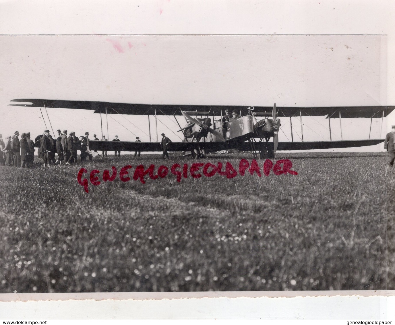 78- BUC YVELINES- AVIATION LE JEAN GALMOT N° 1 PART DE BUC POUR LE TOUR DE FRANCE AVRIL 1919  - RARE PHOTO ORIGINALE - Aviation