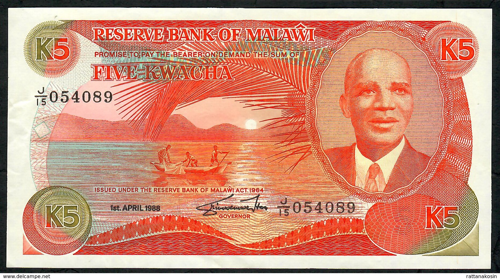 MALAWI P20b 5 KWACHA 1988 #J/15   XF - Malawi