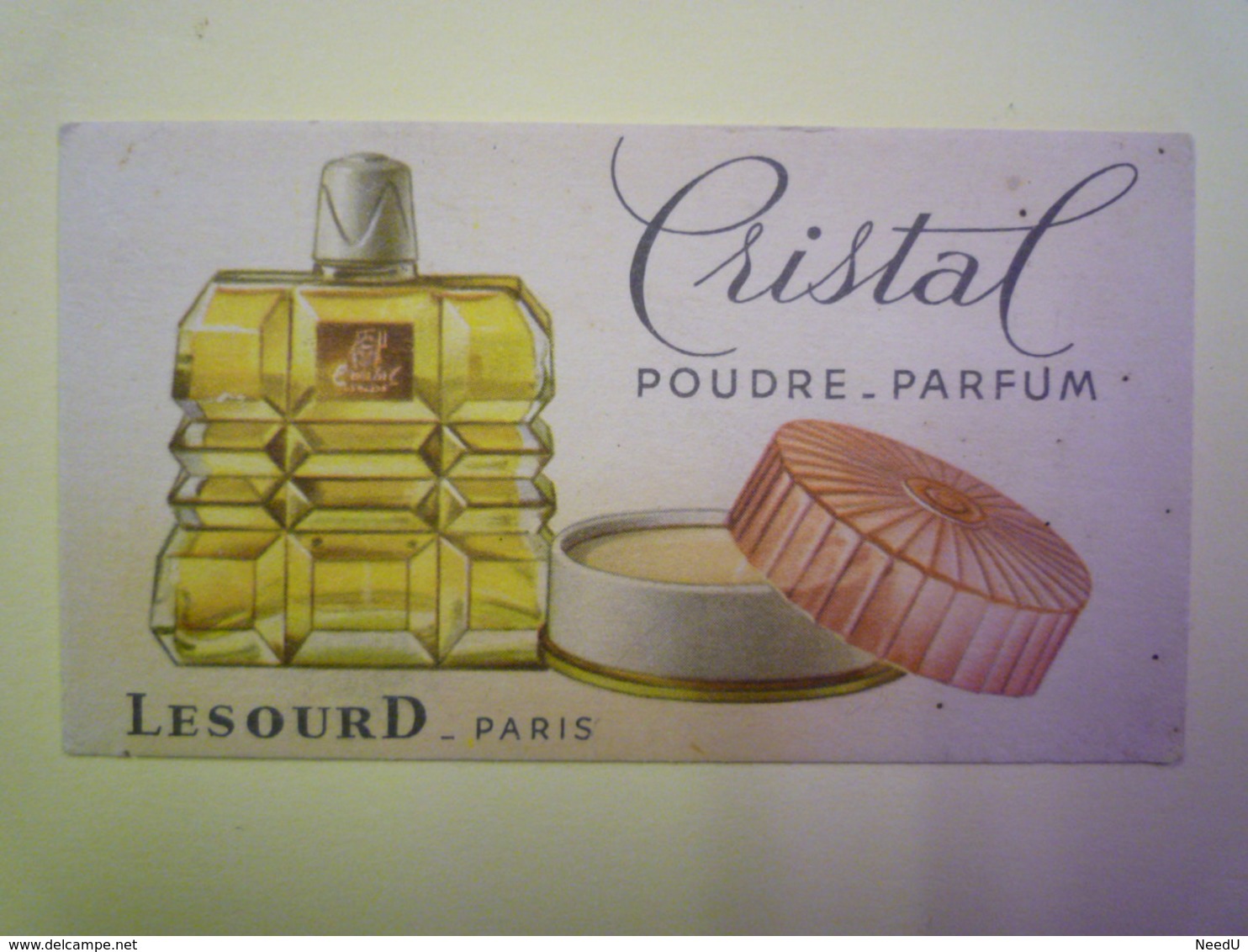 GP 2019 - 1267  CARTE Parfumée  "CRISTAL"  Poudre - Parfum  (LESOURD  -  Paris)   XXX - Antiguas (hasta 1960)
