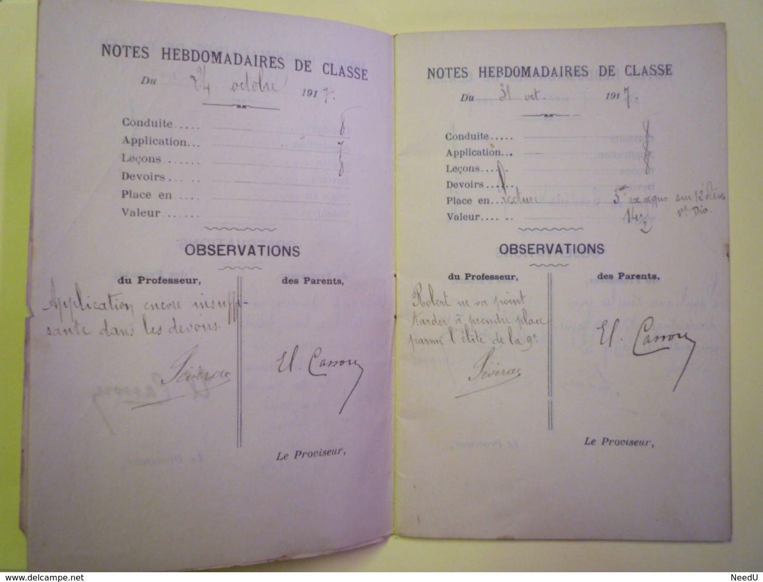 GP 2019 - 1272  Lycée D'ALBI  :  Carnet De Correspondance  1917  (Robert  CASSOU)   XXX - Unclassified