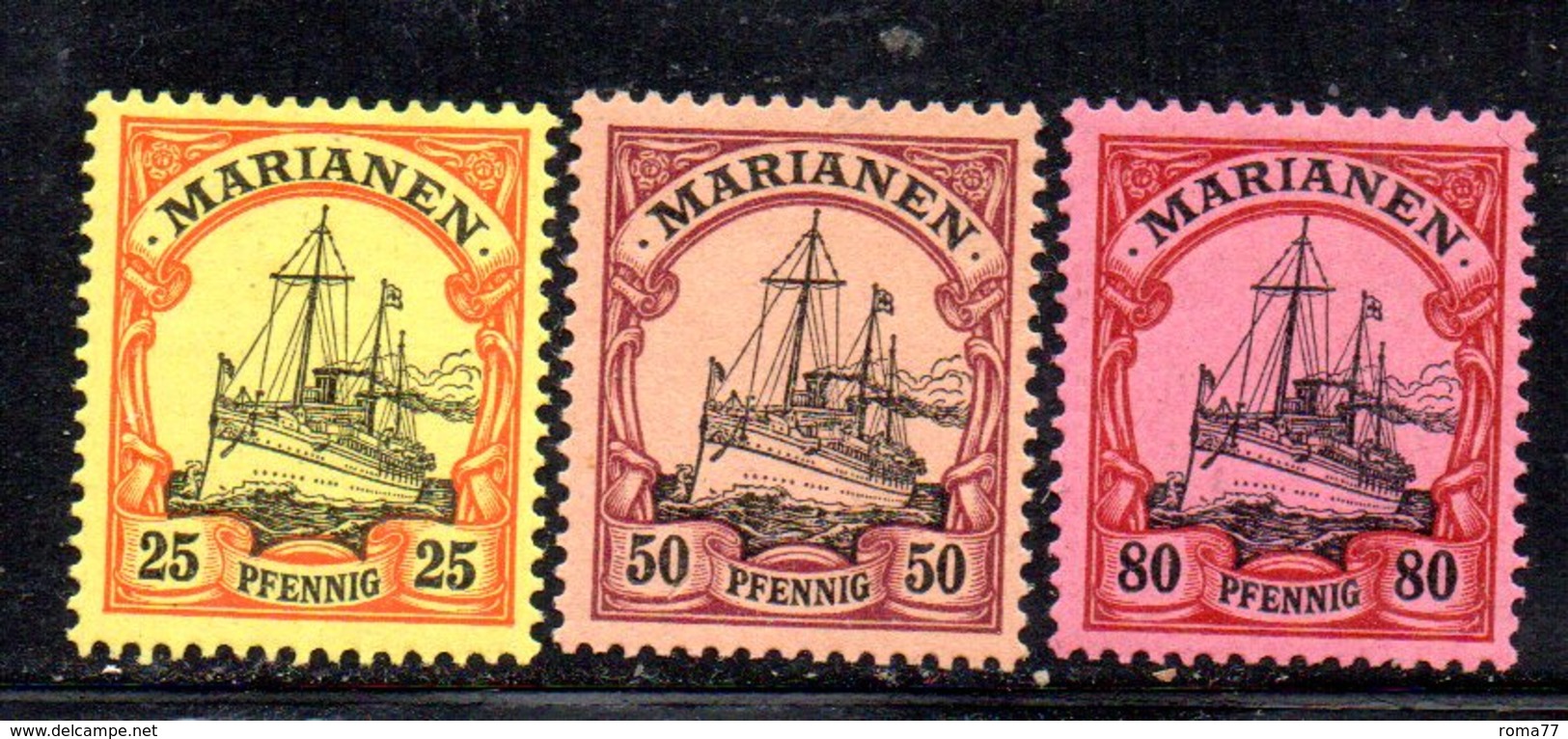 APR1116 - MARIANNE MARIANEN 1900 , 3 Valori Diversi Linguellati *  (2380A) . - Isole Marianne