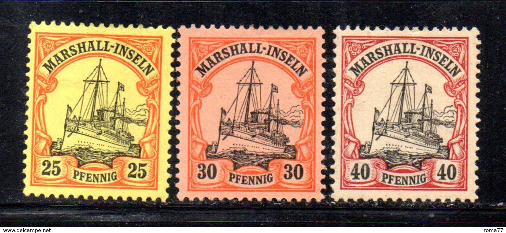 APR1117 - MARSHALL 1900 , 3 Valori Diversi Linguellati *  (2380A) . - Isole Marshall