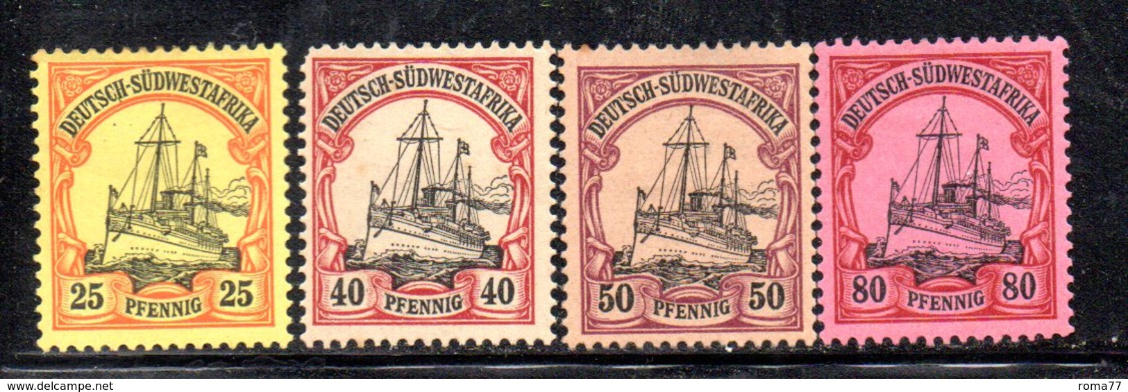 APR1125 - NEU GUINEA 1900 , 4 Valori Diversi Linguellati  *  (2380A) . - Africa Tedesca Del Sud-Ovest