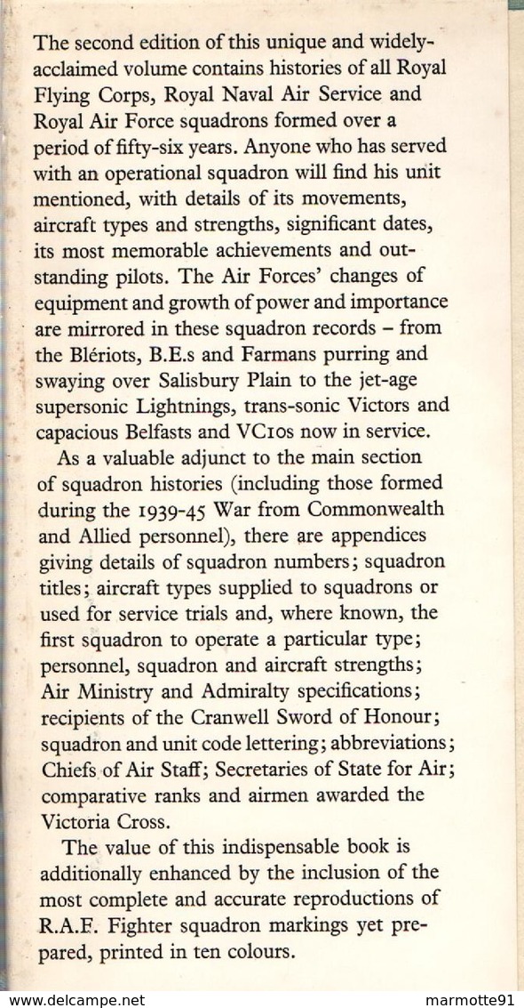 SQUADRON HISTORIES RFC RNAS RAF SINCE 1912 HISTORIQUE AVIATION BRITANNIQUE - Aviation