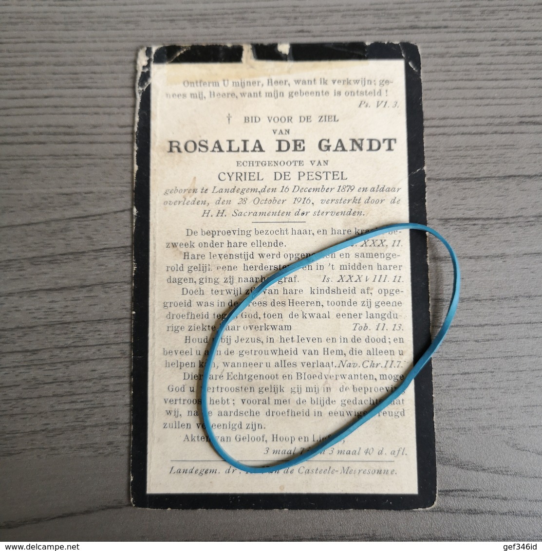 De Gandt, De Pestel, Landegem 1879-1916.Golgotha No80. - Religión & Esoterismo