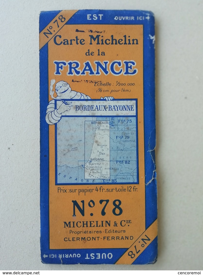 Ancienne Carte Michelin E N°78 De Bordeaux, Bayonne, Landes Et Pays Basque - Tourism Brochures