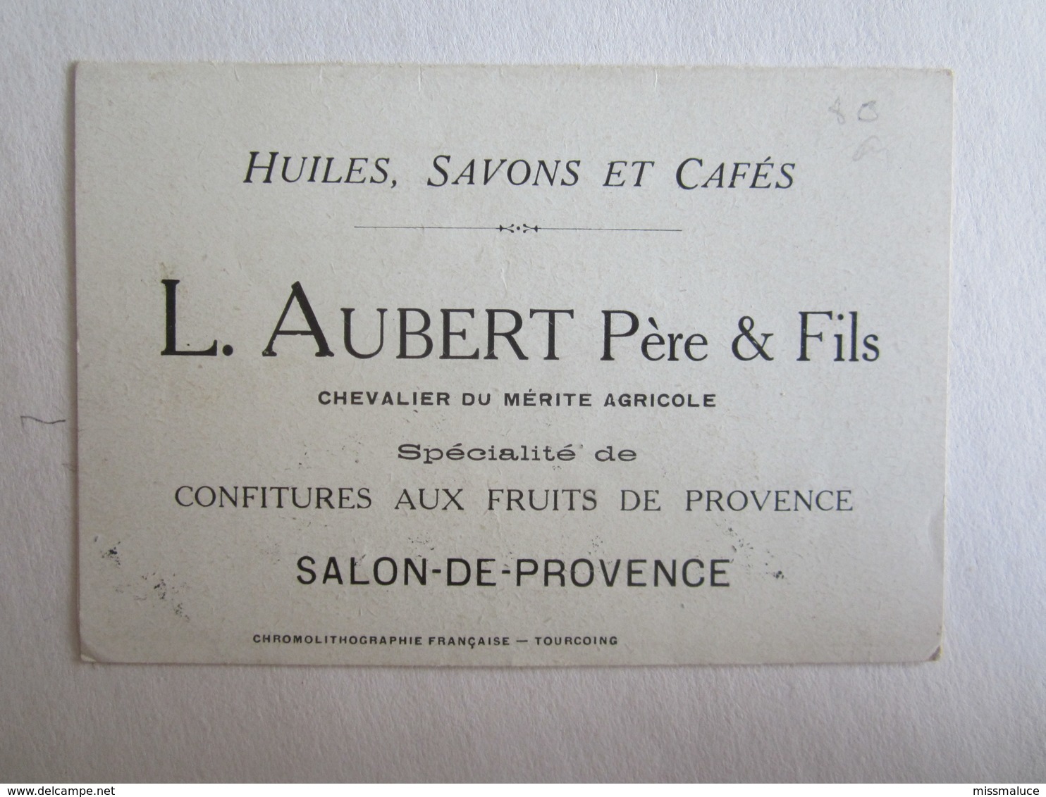 Chromos Chromo Publicité Huiles Savons Cafés L Aubert Père Et Fils Salon De Provence Mini Calendrier 1923 - Publicités