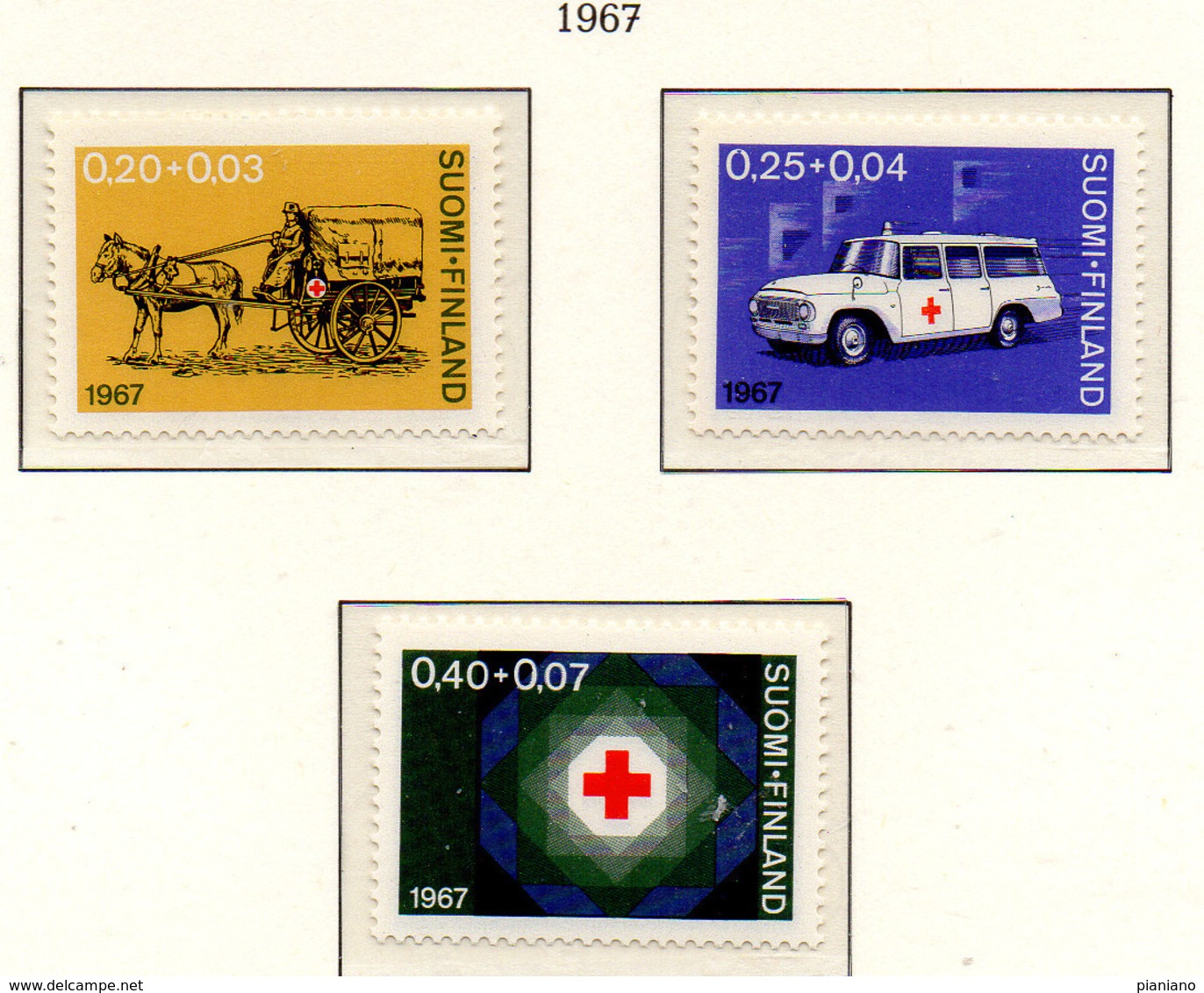 PIA - FINLANDIA  - 1967 : Pro Croce Rossa- Ambulanze E Stemma - (Yv 600-02) - Primo Soccorso