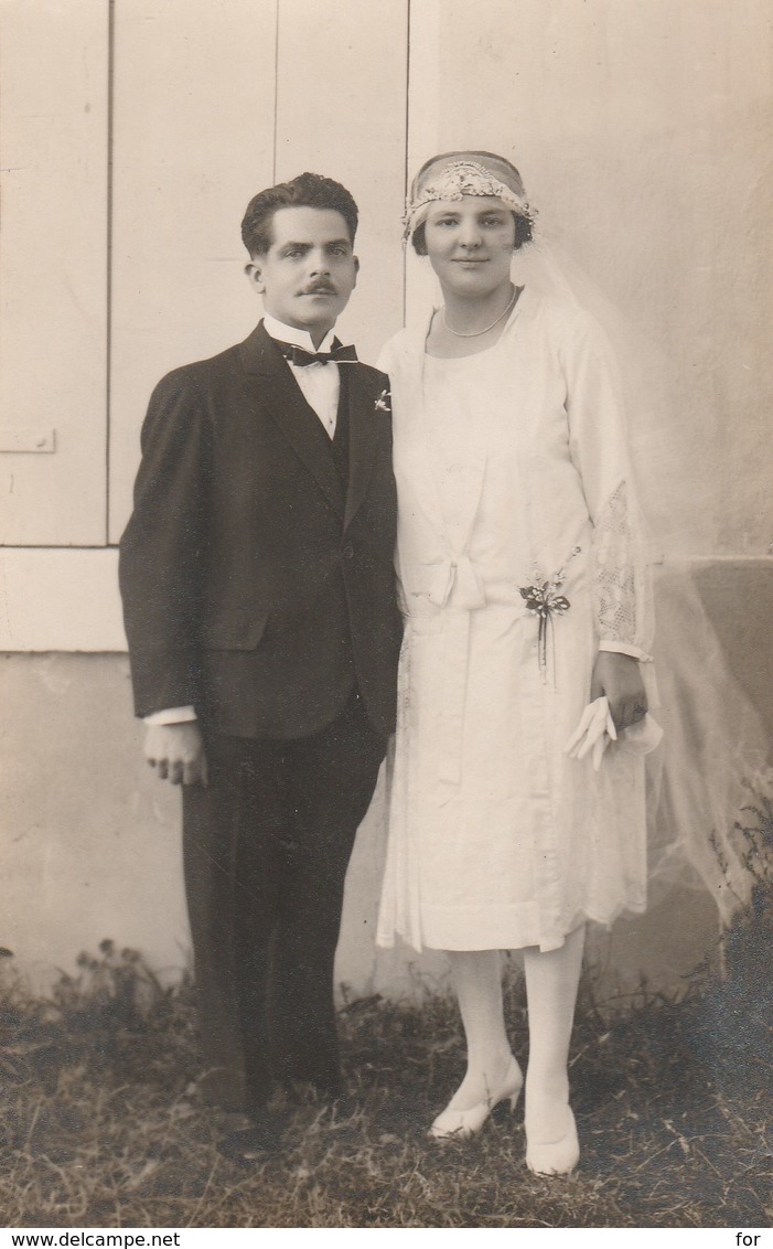 Drome : ROMANS-sur-ISERE : Photo Paul BOYER - élégant Couple De Marié ( Carte-photo ) - Romans Sur Isere