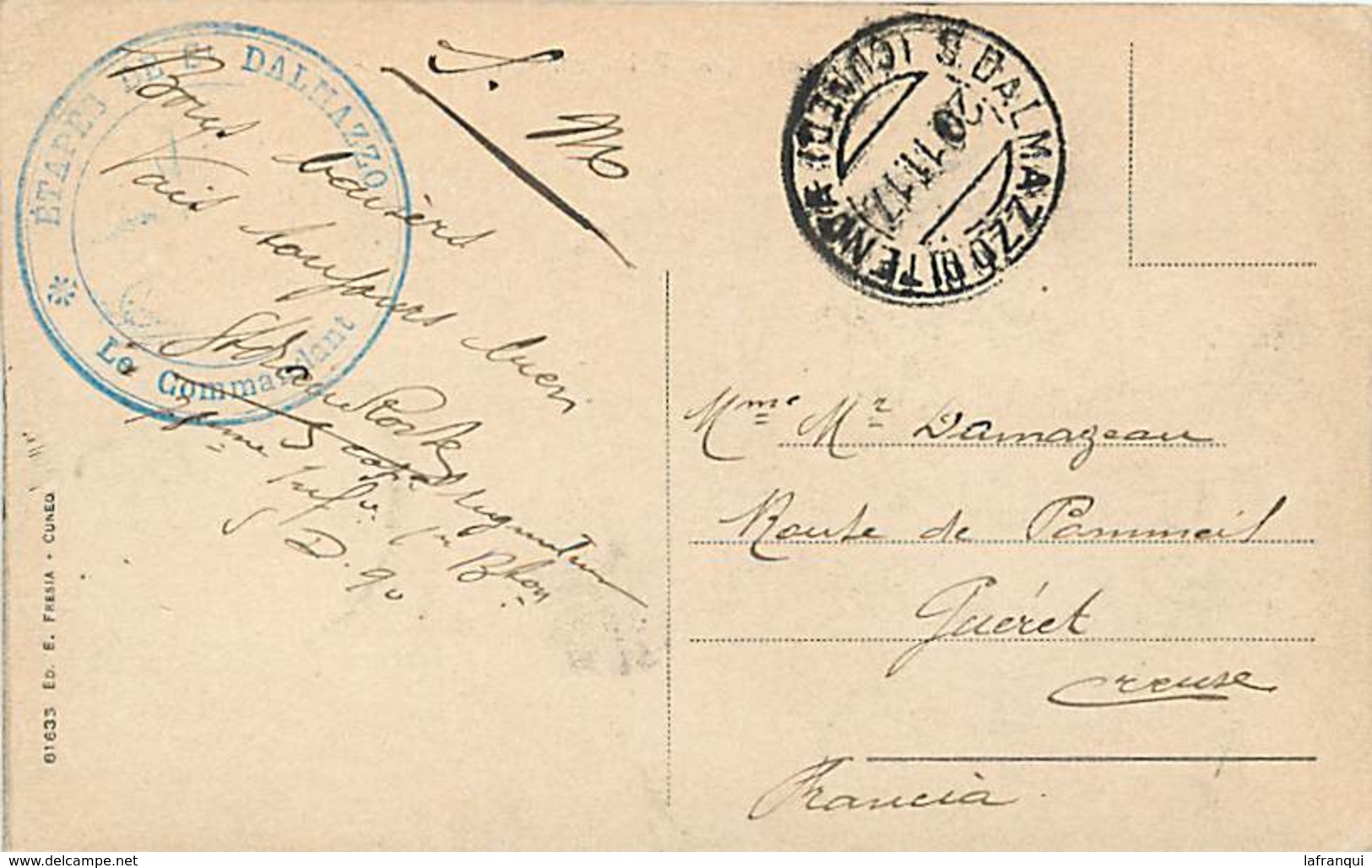 Pays Div -ref T144- Italie - Italia - Italy - San Dalmazzo Di Tenda - Cachets - Cachet Militaire Au Verso - - Altri & Non Classificati