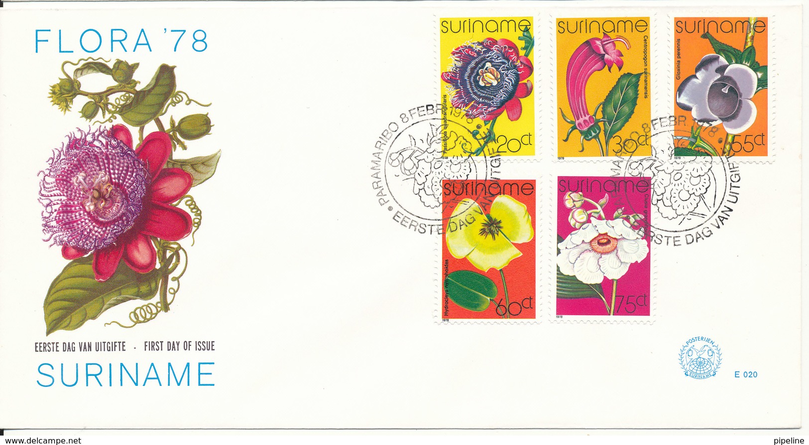 Surinam FDC 8-2-1978 Complete Set Of 5 Flowers With Nice Cachet - Surinam