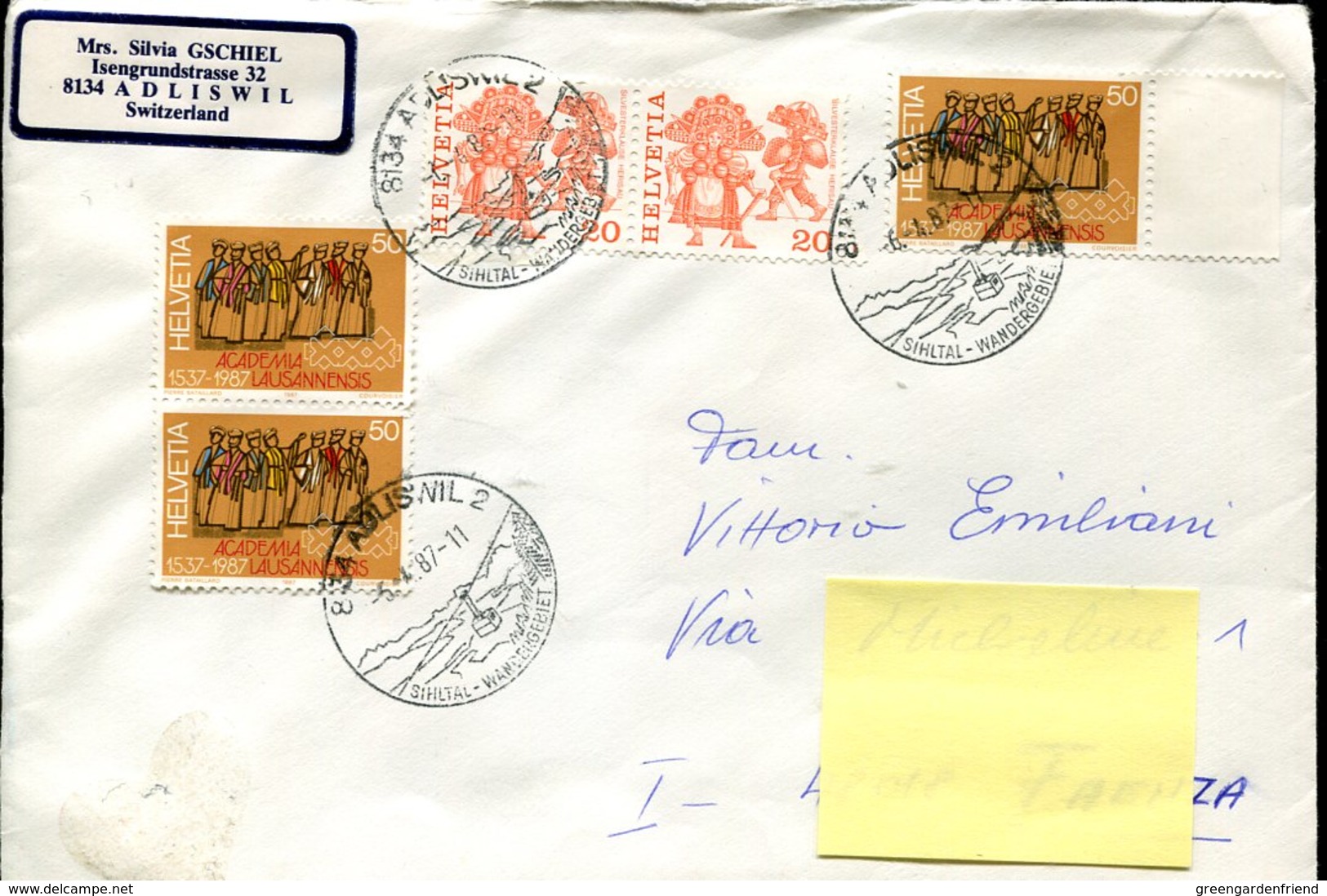 45075 Switzerland, Circuled Cover 1987 Shoeing A Seilbahn, Telepherique, Cacleway, Ropeway - Other (Air)