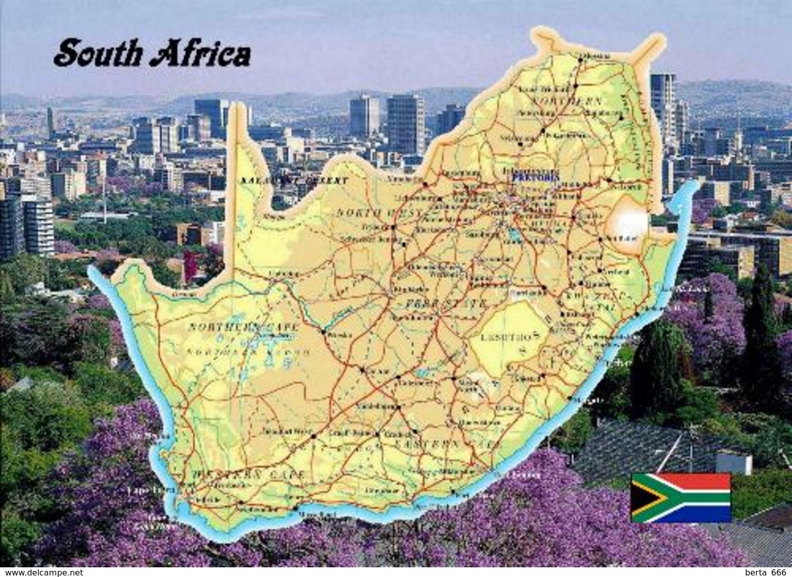 South Africa Country Map New Postcard Südafrika Landkarte AK - Südafrika