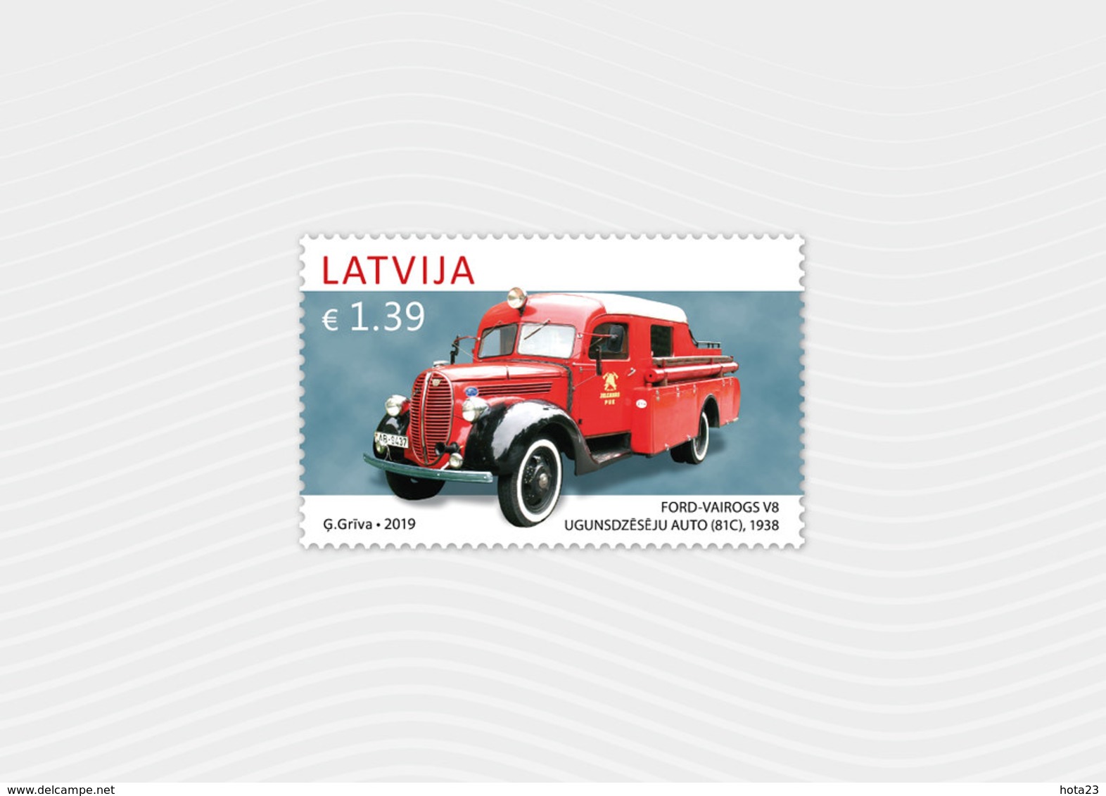 Fire Truck LATVIA / LETTLAND 2019 Old Car History Automobile 1938 FORD - VAIROGS V8  MNH - Bombero