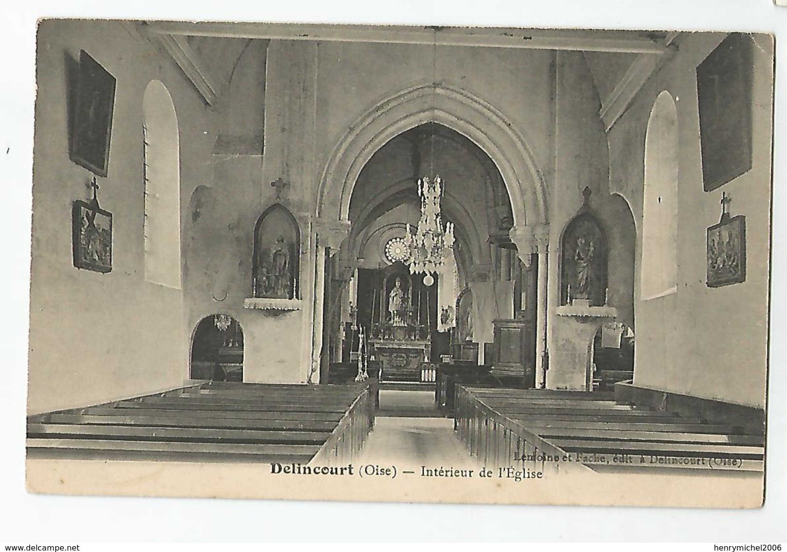 60 Oise - Delincourt Intérieur De L'église 1916 - Other & Unclassified