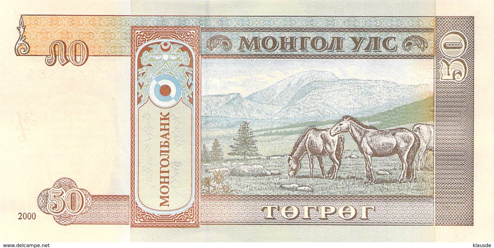 50 Tugrik Mongolei 2000 - Mongolie