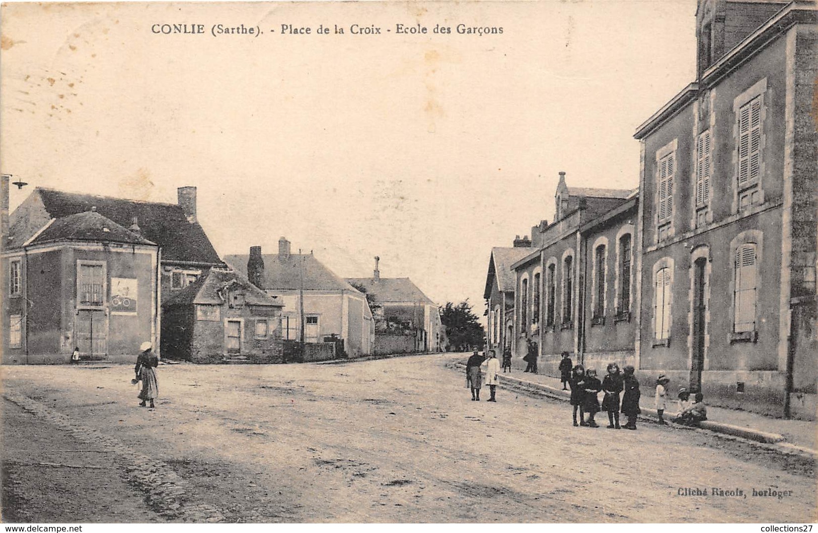 72-CONLIS- PLACE DE LA CROIX ECOLES DES GARCONS - Conlie
