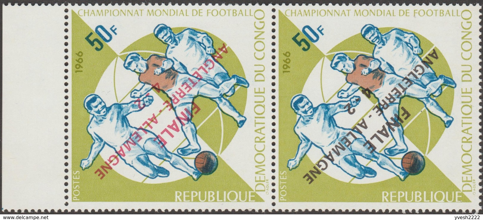 Congo Kin 1966 COB 638/45 Avec Surcharges Renversées. Finale De La Coupe Du Monde De Football, Angleterre-Allemagne - 1966 – England