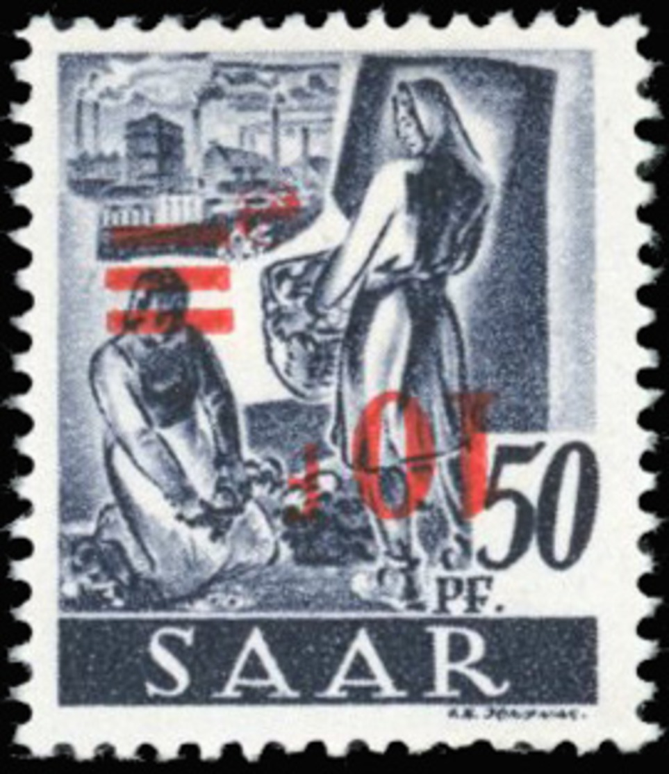 * SAAR. 10Fr. Sur 50p. Violet-gris. Surcharge Renversée. TB.(cote : 0) - Autres & Non Classés