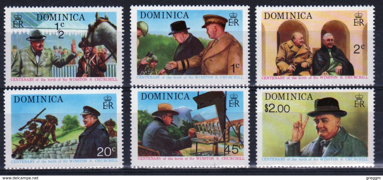 Dominica Set Of Stamps To Celebrate The Centenary Of The Birth Of Winston Churchill. - Dominica (...-1978)